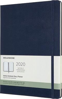 Agenda 2020 - Moleskine 12-Month Weekly Notebook Planner - Sapphire Blue, Extra Large, Hard cover