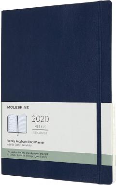 Agenda 2020 - Moleskine 12-Month Weekly Notebook Planner - Sapphire Blue, Extra Large, Soft cover