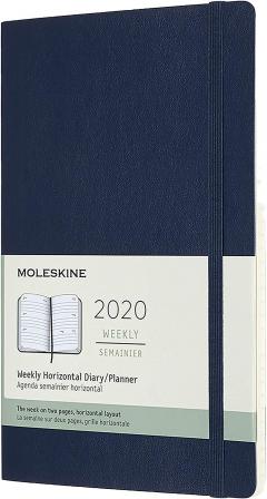 Agenda 2020 - Moleskine 12-Month Weekly Notebook Planner - Sapphire Blue, Large, Soft cover