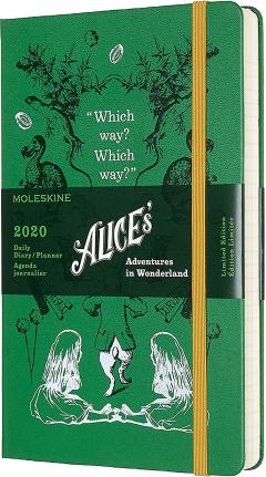 Agenda 2020 - Moleskine Limited Edition Alice's Adventures in Wonderland 12-Month Daily Notebook Planner - Green, Large, Hard cover