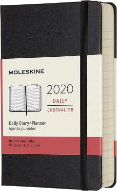 Agenda 2020 - Moleskine 12-Month Daily Notebook Planner - Black, Pocket, Hard cover