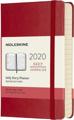 Agenda 2020 - Moleskine 12-Month Daily Notebook Planner - Scarlet Red, Pocket, Hard cover