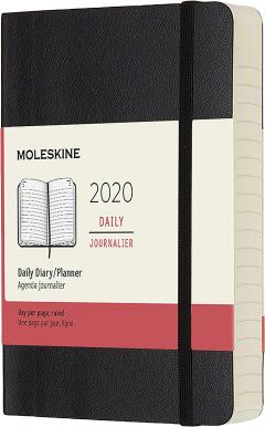 Agenda 2020 - Moleskine 12-Month Daily Notebook Planner - Black, Pocket, Soft cover