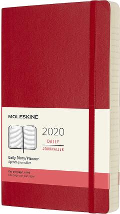 Agenda 2020 - Moleskine 12-Month Daily Notebook Planner - Scarlet Red, Large, Soft cover