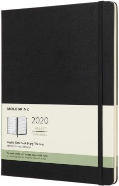 Agenda 2020 - Moleskine 12-Month Weekly Notebook Planner - Black, Extra Large, Hard cover