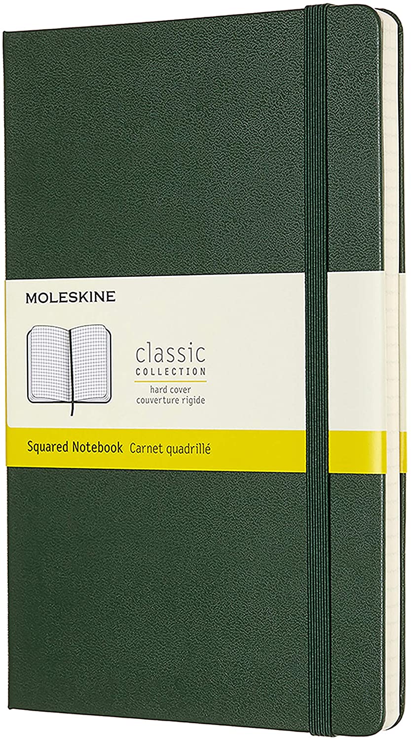 Moleskine Classic Large, Hard Cover, Squared Myrtle Green