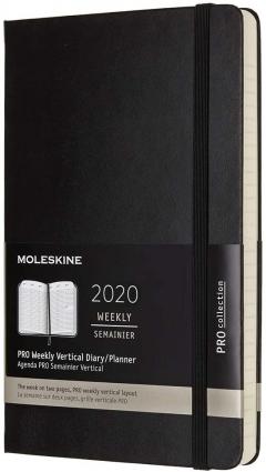 Agenda 2020 - Moleskine Pro 12-Month Weekly Notebook Planner - Black, Large, Hard cover