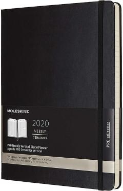 Agenda 2020 - Moleskine Pro 12-Month Weekly Notebook Planner - Black, Extra Large, Hard cover