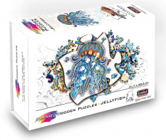 Puzzle din lemn multicolorat - Meduza, 106 piese