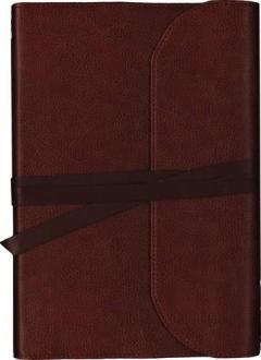 NKJV, Journal the Word Bible, Large Print, Premium Leather, Brown, Red Letter Edition