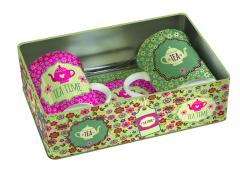 Set 2 cani cu suport in cutie metalica - Teatime Pink Nuova R2S
