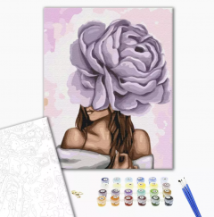 Set pictura pe numere -  Lady with a purple peony
