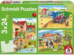 Puzzle 3 x 24 piese - La ferma