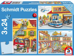 Puzzle 3 x 24 piese - Pompieri si politie