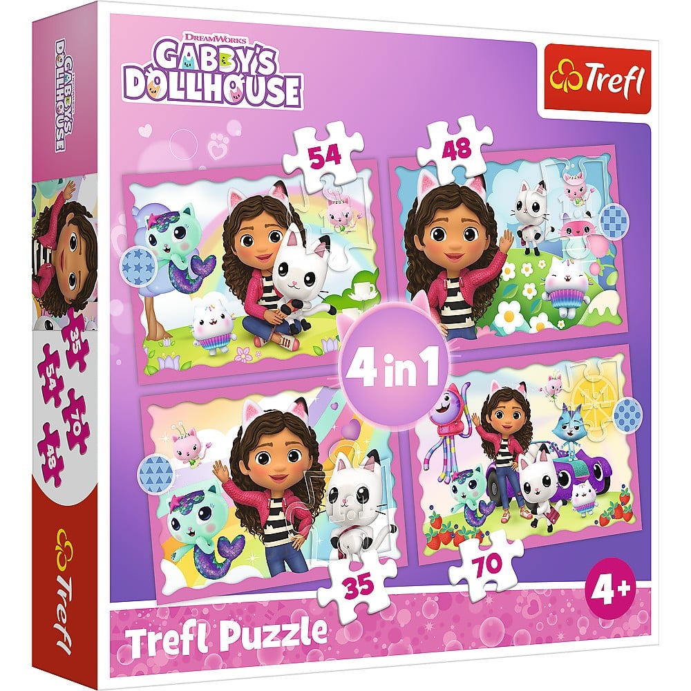 Puzzle 4 in 1 - Gabbys Dollhouse - Aventurile lui Gabby - Trefl