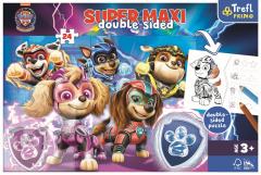 Puzzle cu doua fete - Patrula Catelusilor - Patrula in actiune, piese 24 super maxi 