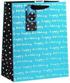 Punga pentru cadouri - Happy Birthday Blue - Mare