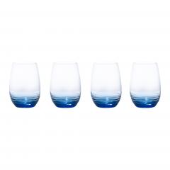 Set 4 pahare pentru vin - Mikasa - Swirl Cobalt Stemless Wine Glass 16.5OZ