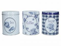 Set 3 cutii metalice-Katie Alice Vintage Indigo Tea, Coffee And Sugar