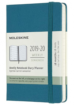 Agenda 2019-2020 - Moleskine 18 Months Weekly Notebook Diary and Planner - Magnetic Green, Pocket, Hard Cover