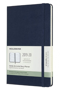 Agenda 2019-2020 - Moleskine 18 Months Weekly Horizontal Diary and Planner - Sapphire Blue, Large, Hard Cover