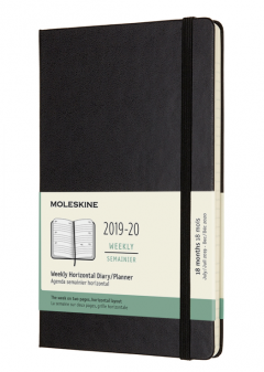 Agenda 2019-2020 - Moleskine 18-Month Weekly Horizontal Diary and Planner - Black, Large, Hard cover