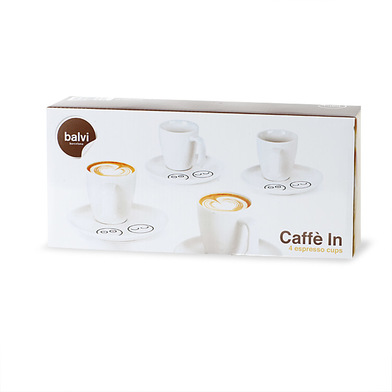 Set 4 cesti cu farfurie - Caffe in Balvi