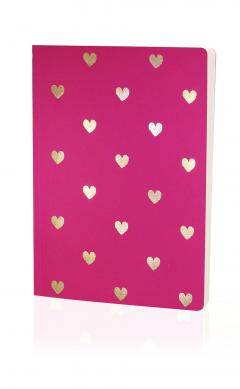 Carnet A5 - Gold Hearts-Pink