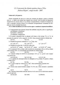 Chimie. Olimpiade si concursuri. Clasele a VII-a, a VIII-a, si a IX-a