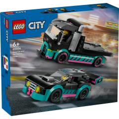 LEGO City - Masina de curse si camion transportator (60406)