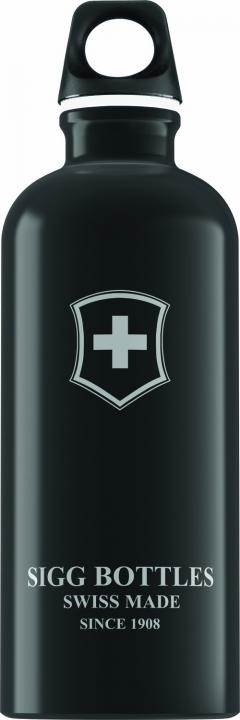 Bidon negru din aluminiu -  Swiss Emblem Medium