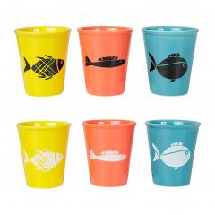 Set 6 pahare - Poisson Jaune Blue