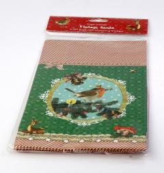 Set pungi cadou - Vintage Santa, 4 Gift Bags with Matching Stickers