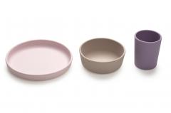 Set 3 recipiente pentru bebelusi - Silicone Meal Set - purple, pink & grey