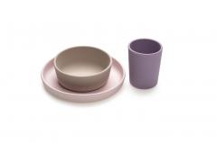 Set 3 recipiente pentru bebelusi - Silicone Meal Set - purple, pink & grey