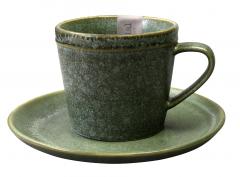 Ceasca si farfurie pentru ceai - Verde