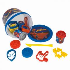 Set Galetusa cu 4 borcanase de plastilina si accesorii de modelat - Spider-Man