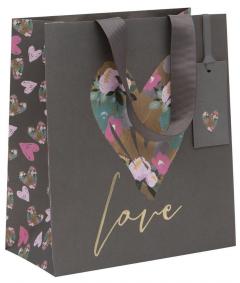 Punga de cadou - Medium - Love Heart Grey