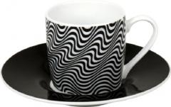 Set 4 cesti cu farfurie - Espresso Optical Illusion