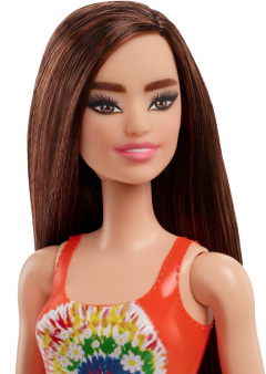 Papusa - Barbie Satena cu costum de baie portocaliu