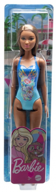 Papusa - Barbie satena cu costum de baie albastru