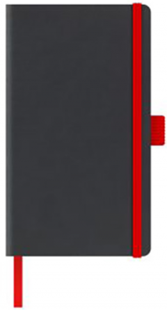 Agenda nedatata A5 - Ivory - Coperta rigida - Dictando - Negru cu elastic rosu