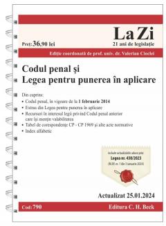 Codul penal si Legea pentru punerea in aplicare. Cod 790. Actualizat la 25.01.2024