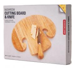 Platou lemn cu cutit - Mushroom Cutting Board & Knife