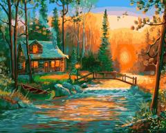 Pictura pe numere - Casuta in padure