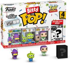 Set 4 figurine - Pop! Bitty - Disney Toy Story: Emperpr Zurg, Alien, Buzz Lightyear and a Surprise Mystery Mini Figure