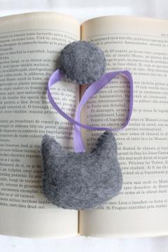 Semn de carte - Pisica gri ochi mov - Connie