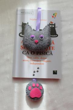 Semn de carte - Pisica gri ochi mov - Connie