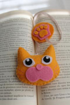 Semn de carte - Pisica portocalie - Dovleac