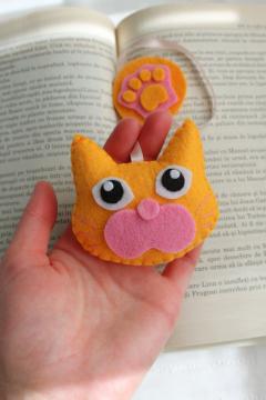 Semn de carte - Pisica portocalie - Dovleac